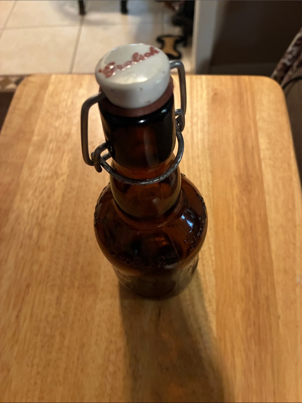 Vintage Glass German Wine Bottle w/Swing-Top Ceramic Cap w/ cork